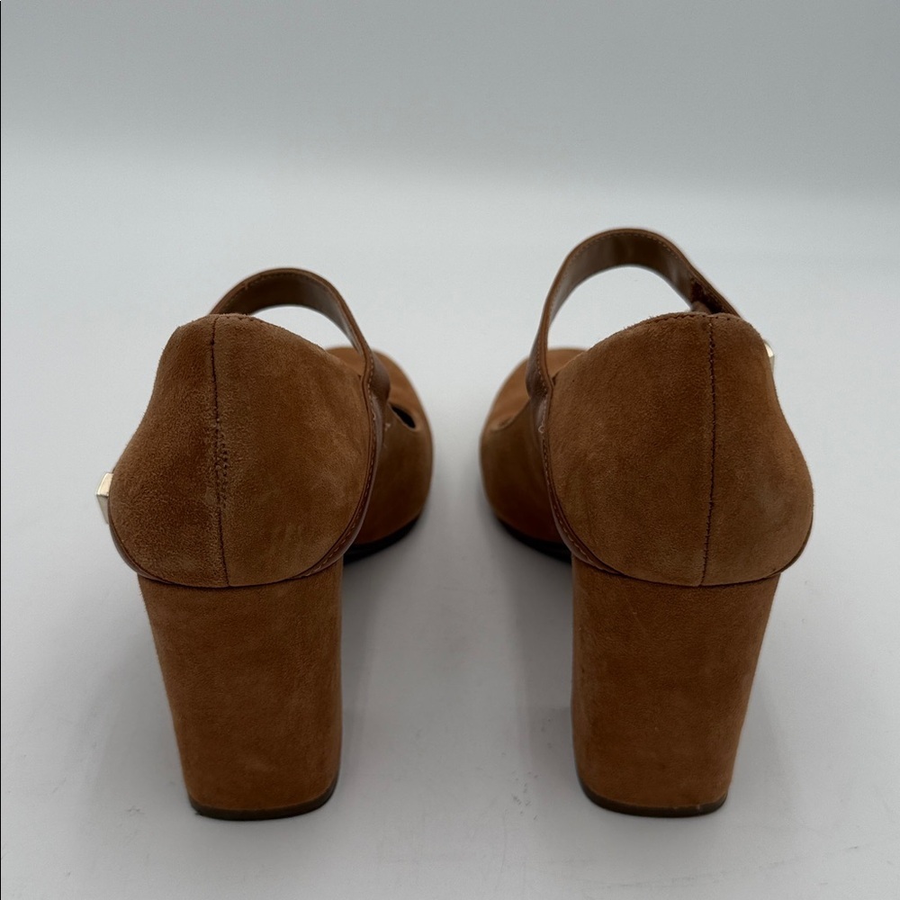 Naturalizer Elegant Tan Block Heel Mary Jane Shoes women 7.5 leather suede Y2K - Picture 7 of 14